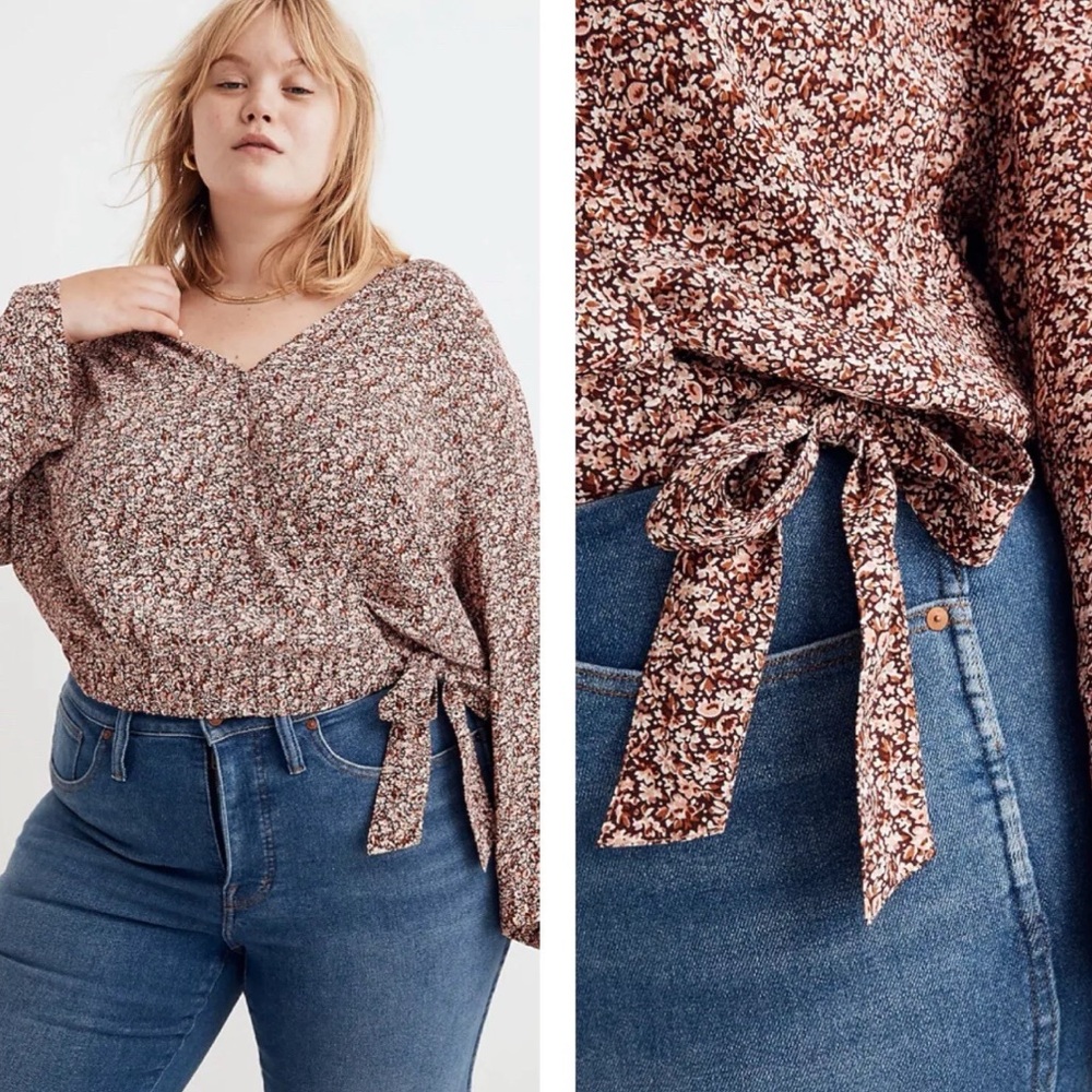MADEWELL NWT Plus Tie-Front Wrap Top in Cottage Garden Size 3X Great for Fall